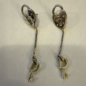 Christian Dior vintage heart and key earrings‎